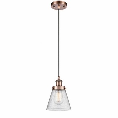 Cone - 1 Light Cord Hung Mini Pendant In Industrial Style-9 Inches Tall and 6 Inches Wide