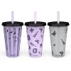 Zak Designs 3pc 25 fl oz Wednesday Polypropylene Tumbler Set Black - 2 of 4