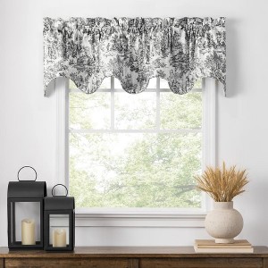 Ellis Curtain Victoria Park Toile High Quality Room Darkening Solid Color Lined Scallop Window Valance - 70 x 15, Black - 1 of 4