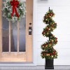 Puleo 4' Pre-Lit Artificial Potted Swirl Tree Adorned with Red Berries - 2 of 4