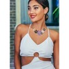 Alilang Gold Tone Multicolor Enamel Floral Statement Necklace with Pearl and Crystal Accents - 4 of 4