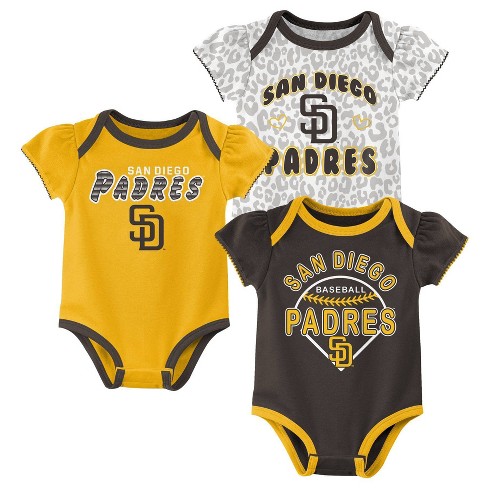 MLB San Diego Padres Infant Girls' 3pk Bodysuits - 3-6M