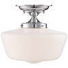 Regency Hill Schoolhouse Rustic Farmhouse Ceiling Light Semi Flush Mount Fixture 12" Set of 2 Chrome Metal White Glass Shade for Bedroom - 3 of 4