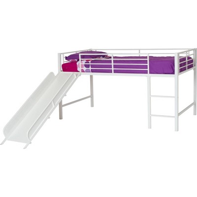 white metal bunk bed