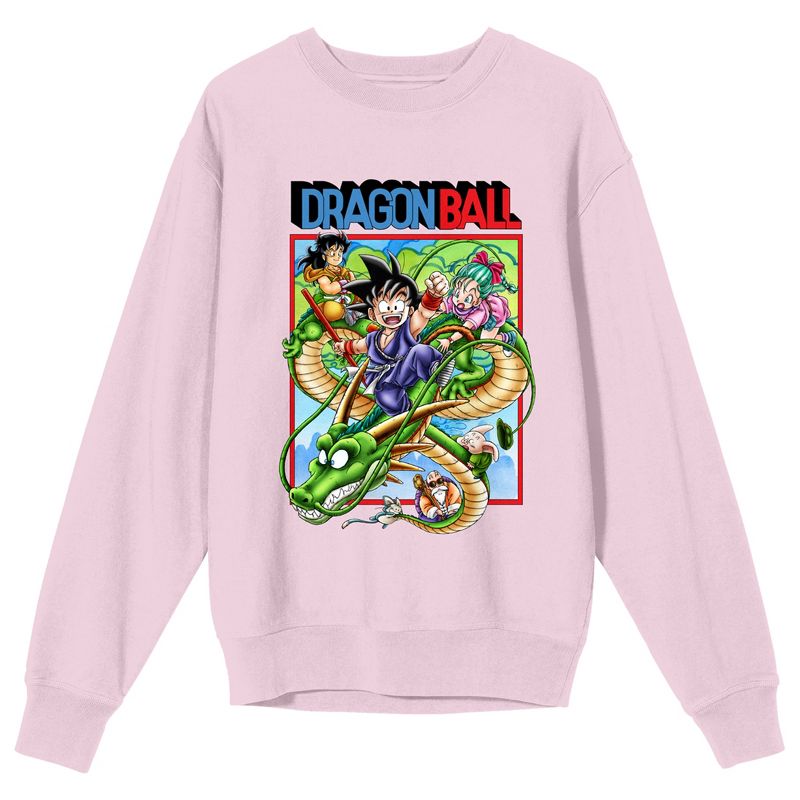 Dragon Ball Classic Poster Art Crew Neck Long Sleeve Cradle Pink Women's Sweatshirt, 1 of 3