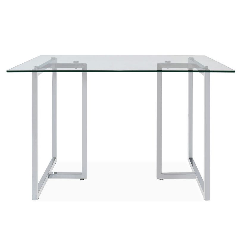Ming 47"x 31.5" Rectangular Minimalist Transparent Glass Dining Table With Chrome Metal Legs-The Pop Maison, 3 of 8