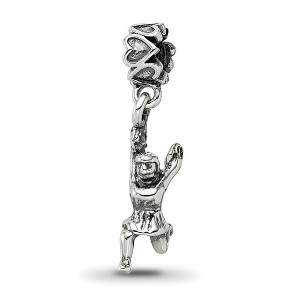 Black Bow Jewelry Sterling Silver Cheerleader Dangle Bead Charm - 1 of 4