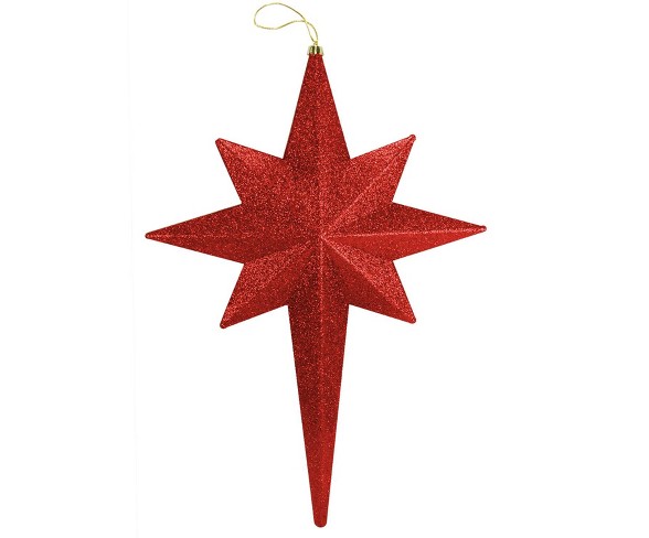 Christmas Central 20" Red Hot Glittered Bethlehem Star Shatterproof Christmas Ornament