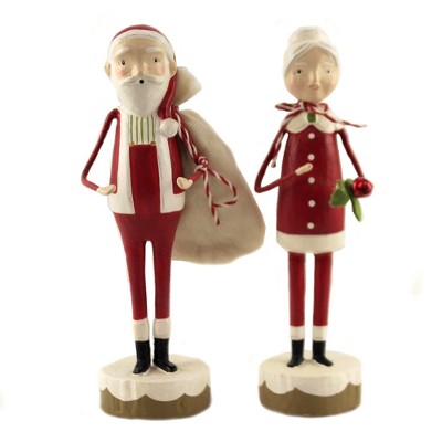 Christmas 7.25" Santa And Mrs Claus North Pole Bag Presents  -  Decorative Figurines