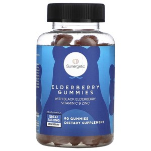 Sunergetic Elderberry Gummies, With Black Elderberry, Vitamin C & Zinc, Raspberry, 90 Gummies - 1 of 4