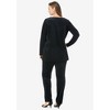 Roaman's Women's Plus Size Velour Tunic & Pant Set - 3 of 4