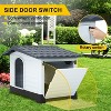 FDW 26 Inch Dog House Durable Waterproof Plastic Outdoor Indoor Doghouse with Elevated Floor Air Vents Easy Clean and Assemble, Blue - 4 of 4
