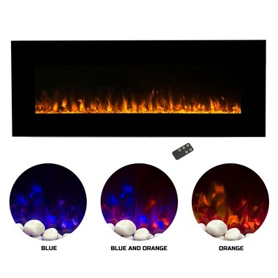 Hasting Home 54-Inch Wall-Mount Electric Fireplace with Remote