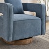 29.1" Linen Blend Swivel Open Back Accent Chair with Solid Wood Base - 2 of 4