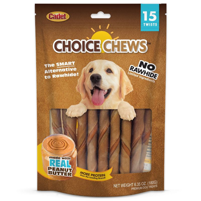 Cadet Choice Chews Peanut Butter Twists Dog Treats - 15ct, 1 of 8