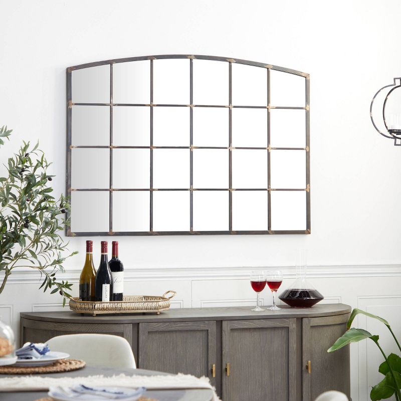 Metal Window Pane Inspired Wall Mirror with Arched Top - Olivia & May, 2 of 20