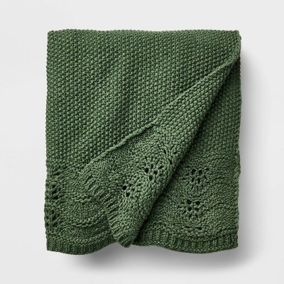 Scalloped Knit Throw Green - Threshold™ designed with Studio McGee