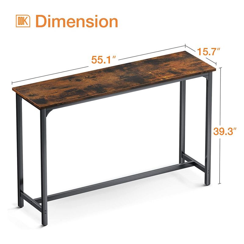 ODK Rectangular Modern Bar Height Narrow Pub, Kitchen, and Dining Table with Metal Legs, Easy to Clean Top, and Fast Assembly, 3 of 7