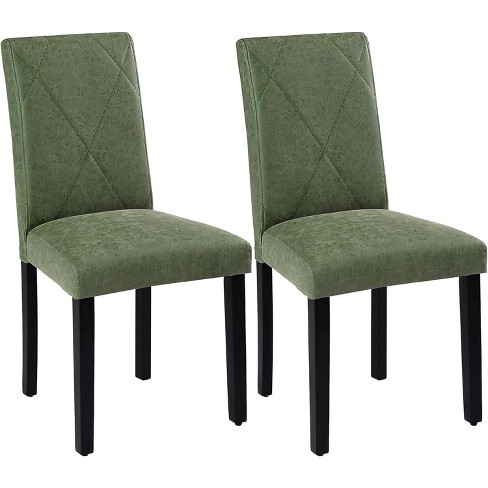 Vecelo Set Of 2 Upholstered Dining Chairs High Back Parsons Chairs Wooden Kitchen Chairs Green Target