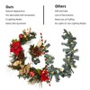 GustoWave 6 ft. Prelit Christmas Garland with 20 Warm White LED Lights, Flowers & Bows, Lighted Xmas Holiday Garlands - 2 of 4