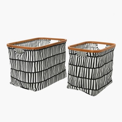 Household Essentials Set of 2 Bamboo Rimmed Krush Baskets