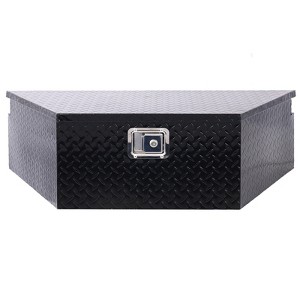 39 inch aluminum trailer tongue toolbox, practical toolbox, outdoor pickup truck storage manager toolbox, with lock key,black - 1 of 4