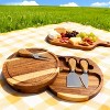 3-Piece Cheese Board Set Acacia Wood, with Stainless Steel Knives, Pull Drawer Charcuterie Platter in Square & Round Shapes, Gift Box Included - 2 of 4
