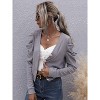 Coolmee Women Casual V-Neck Slim-Fit Leg-Of-Mutton Long Sleeve Buttons Knitted Cardigan Cropped Jacket Tops - 2 of 4