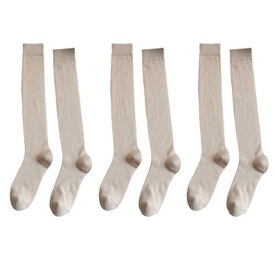 Anna-Kaci Women's 3-Pack Knee-High Ribbed Socks with Soft Stretch Knit Fabric and Lightweight Everyday Comfort