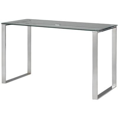 HomeRoots 47" Clear and Silver Glass and Metal Computer Desk