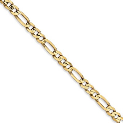 Black Bow Jewelry 4mm 10k Yellow Gold Solid Concave Figaro Chain Bracelet