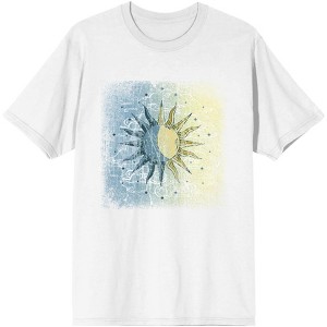 Celestial Tropics Blue And Yellow Sun Men's White T-Shirt - 1 of 3