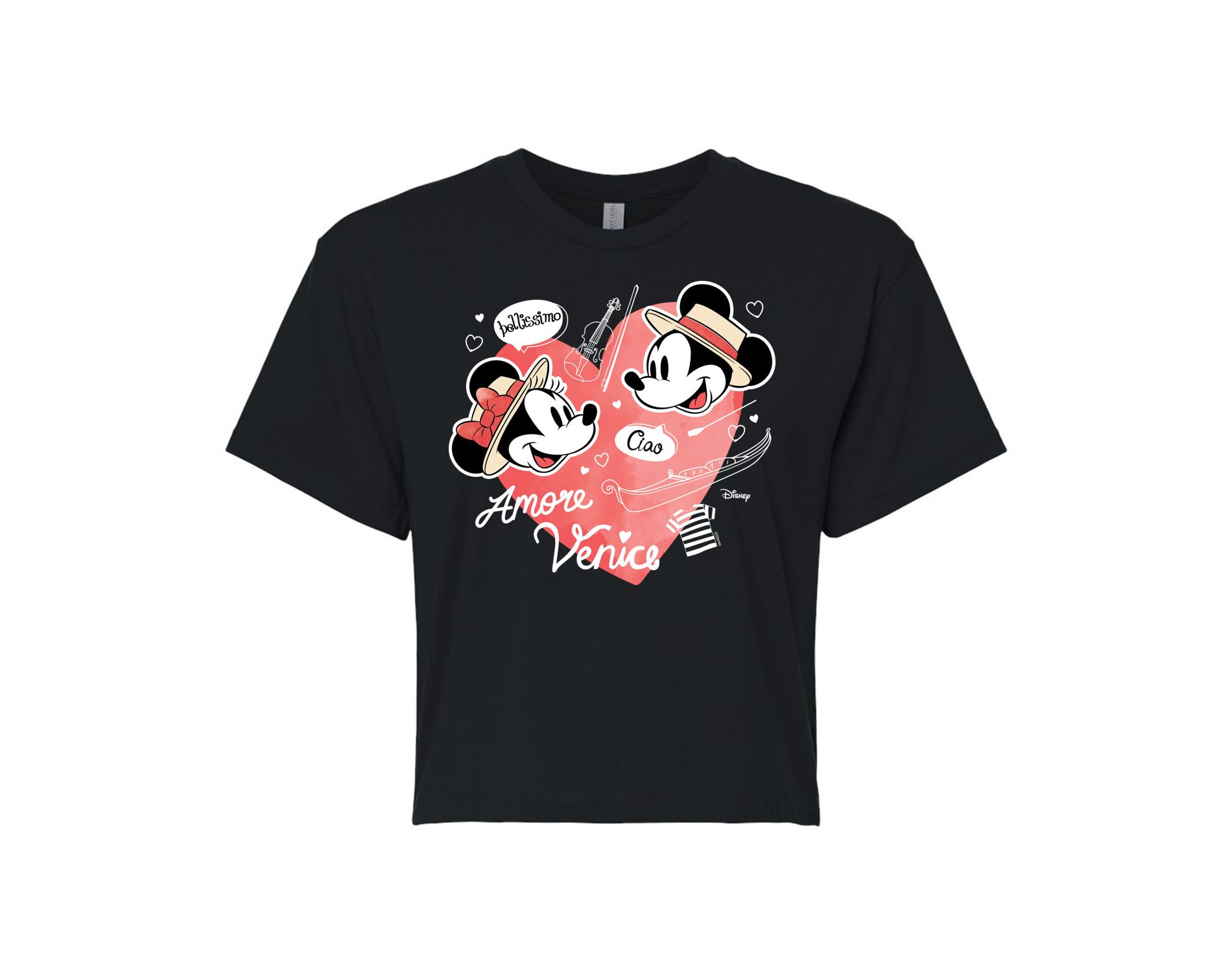 Women's Disney Mickey & Friends Cropped Graphic T-Shirt - Black - Large