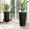 Maggift Tall Planters with Drainage, 2PCS Indoor Planter Pot Outdoor, Large Flower Pot  Conical Striped Plastic Flower Pot , Black 13"*13"*23.6" - 3 of 4