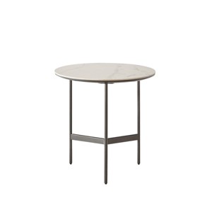 GlasFlength Coffee Tables Round Coffee Table Center Table Wood Coffee Table Small Table for Living Room, White, 19.69"*19.69"*19.69" - 1 of 4