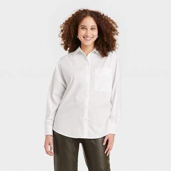 Women's Long Sleeve Oversized Button-Down Boyfriend Shirt - A New Day™