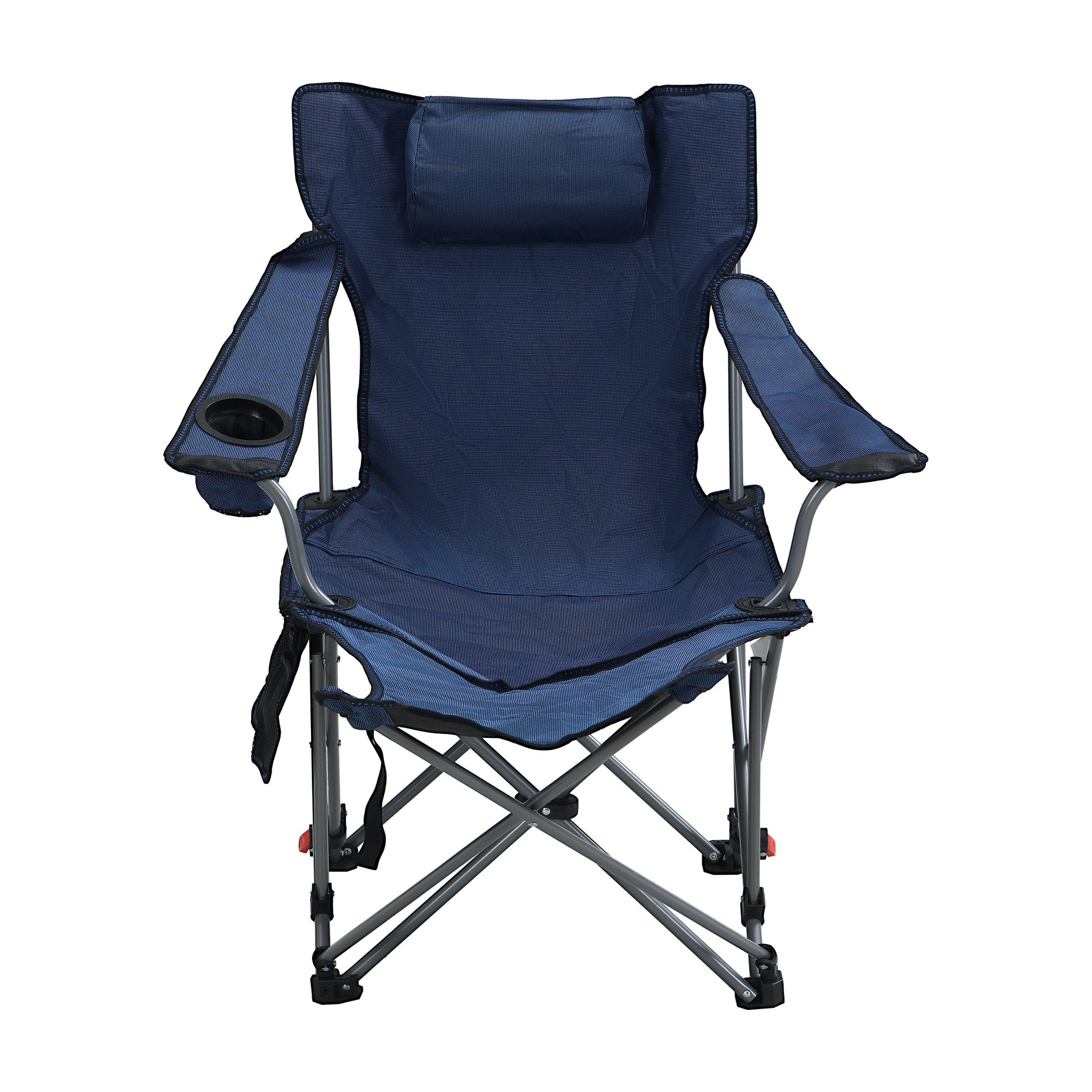 Yinvani Outdoor Camping Chair, Folding/Portable/Adjustable reclining Chair with Side Pockets & Cup Holder & Carry Bag, Dark Blue