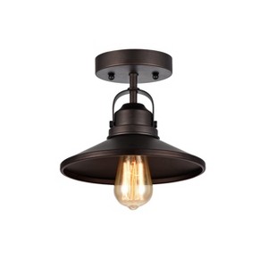 Chloe Lighting Mycroft Industrial-Style 1 Light Rubbed Bronze Semi-Flush Ceiling Fixture 9" Shade - 1 of 4