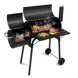 KTMBDW BBQ Charcoal Grill, Outdoor Patio Barbecue Cooker with Offset Smoker, Wheels and Tray for Balcony Picnics, Party and Camping, Black - 1 of 4