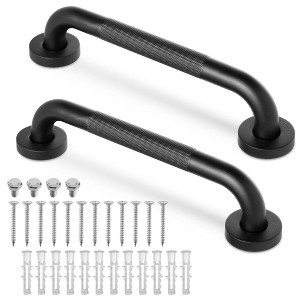 Built Industrial 2 Pack Grab Bars for Bathtubs and Showers, 12 Inch Anti-Slip Handle for Elderly, Handicap, Seniors, Black - 1 of 4