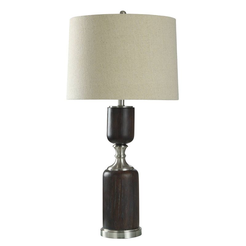 Mid-Century Modern Design with Faux Wood Finish Table Lamp Silver - StyleCraft, 6 of 7