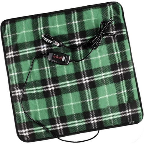 Zone Tech 12V Car Mini Heated Travel Blanket Pad - Green Plaid