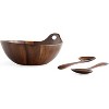 Nambe Portables Wood Salad Bowl with Servers, 3-Piece Set, Acacia Wood Large Salad Bowl, Mixing Bowl with Wooden Serving Spoons,11 Inch - 4 of 4