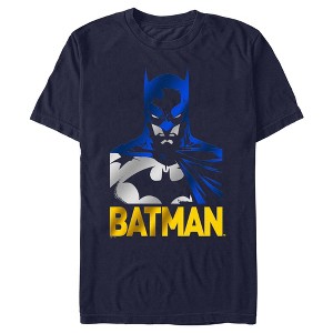 Men's Batman Bat Metallic Portrait  T-Shirt - Navy Blue - X Large - 1 of 4