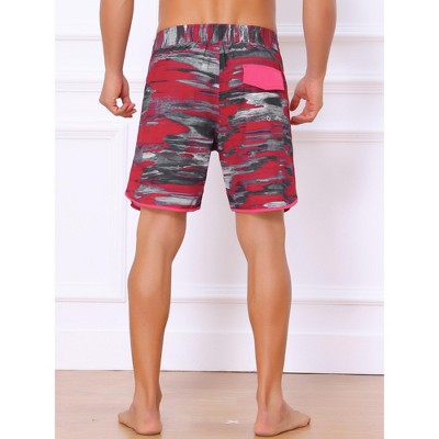 INSPIRE CHIC Men's Drawstring Elastic Waist Color Block Summer Beach Board Shorts 2 Packs 2 Dark Red 38 — фото 4