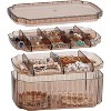 HTUTWOO 3-Layer Jewelry Organizer Box for Earrings, Rings, Necklaces, Bracelets, Clear Plastic Bead Storage Containers for Crafts (Coffee) - 2 of 4