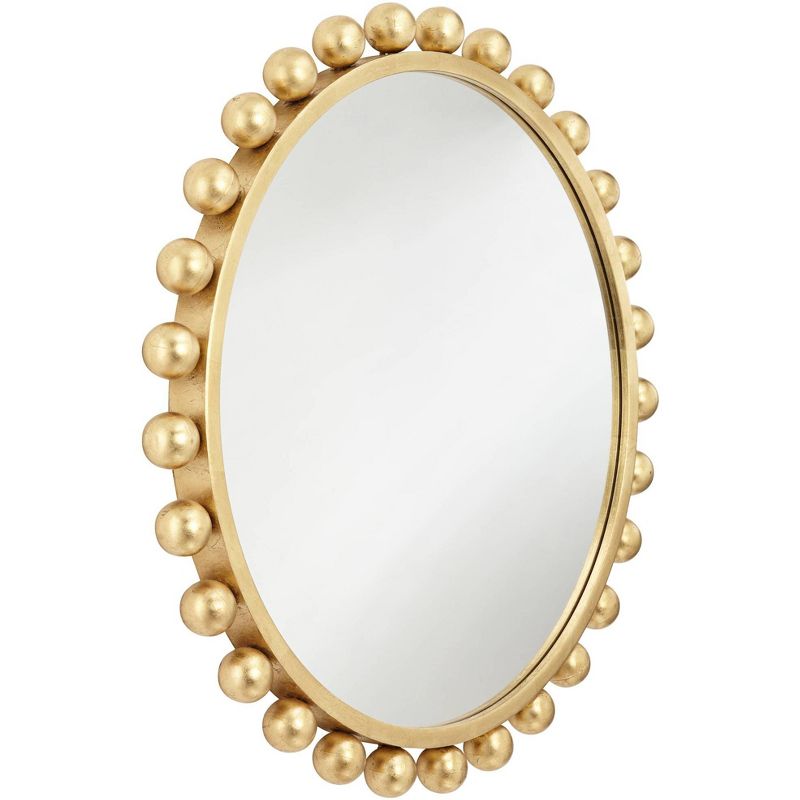 Uttermost Round Vanity Decorative Accent Wall Mirror Modern Sphere Edge Metallic Gold Leaf Frame 33" Wide for Bathroom Bedroom, 5 of 8