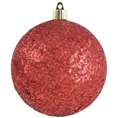 Christmas by Krebs 4ct Red Shatterproof Glittered Christmas Ball Ornaments 4.75" (120mm)