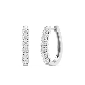 GILDED Lab-Grown Diamond Hinged Hoop Earrings in Sterling Silver - 1 of 4