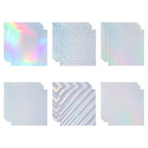Unique Bargains Metallic Iridescent Mirror Paper Foil Board Reflective Holographic Cardstock 60 Pcs - 1 of 4